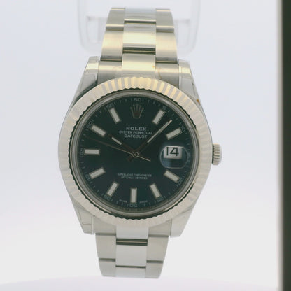 Rolex 116334 Datejust Stainless Steel Blue Stick Dial 41mm Watch