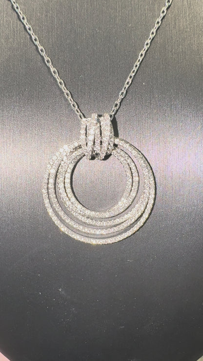 18k White Gold Natural 2.85 Carat Diamond Multi-Circle Knot Necklace