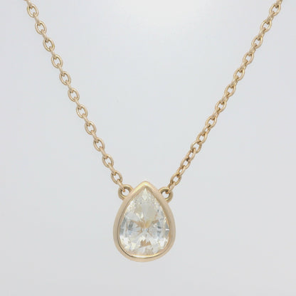 14k Rose Gold Natural Pear Shape Diamond Bezel Set Pendant Necklace