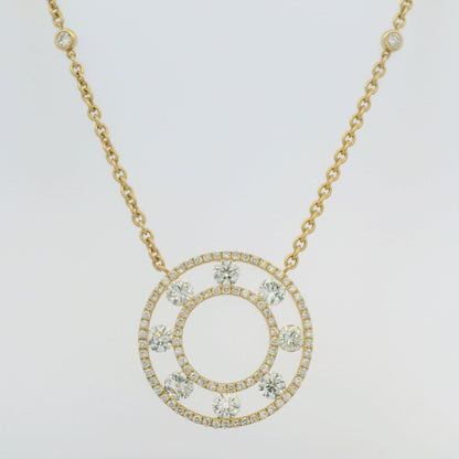 18k Yellow Gold Natural 3.50 Carat Diamond Open Circle Necklace