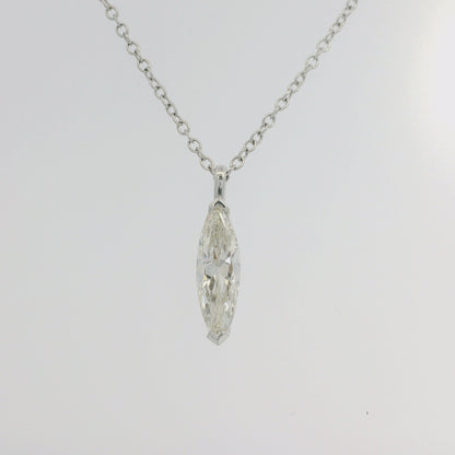 14k White Gold Natural Marquise Cut Diamond Necklace