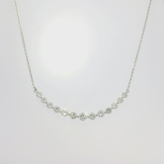 18k White Gold Natural Round Brilliant Cut Diamond Smile Necklace