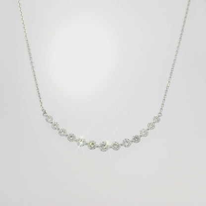 18k White Gold Natural Round Brilliant Cut Diamond Smile Necklace