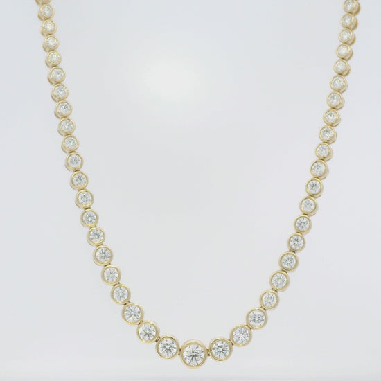 14k Yellow Gold Natural Diamond Bezel Set Tennis Necklace