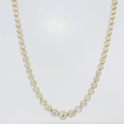 14k Yellow Gold Natural Diamond Bezel Set Tennis Necklace