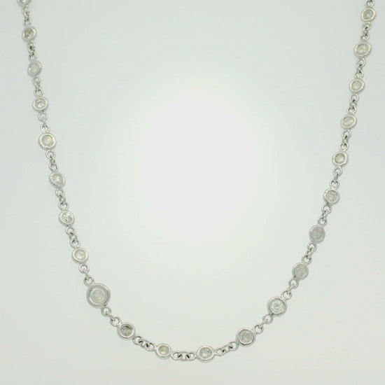 Platinum Natural Round Brilliant Cut Diamonds By The Yard Necklace