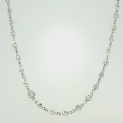 Platinum Natural Round Brilliant Cut Diamonds By The Yard Necklace