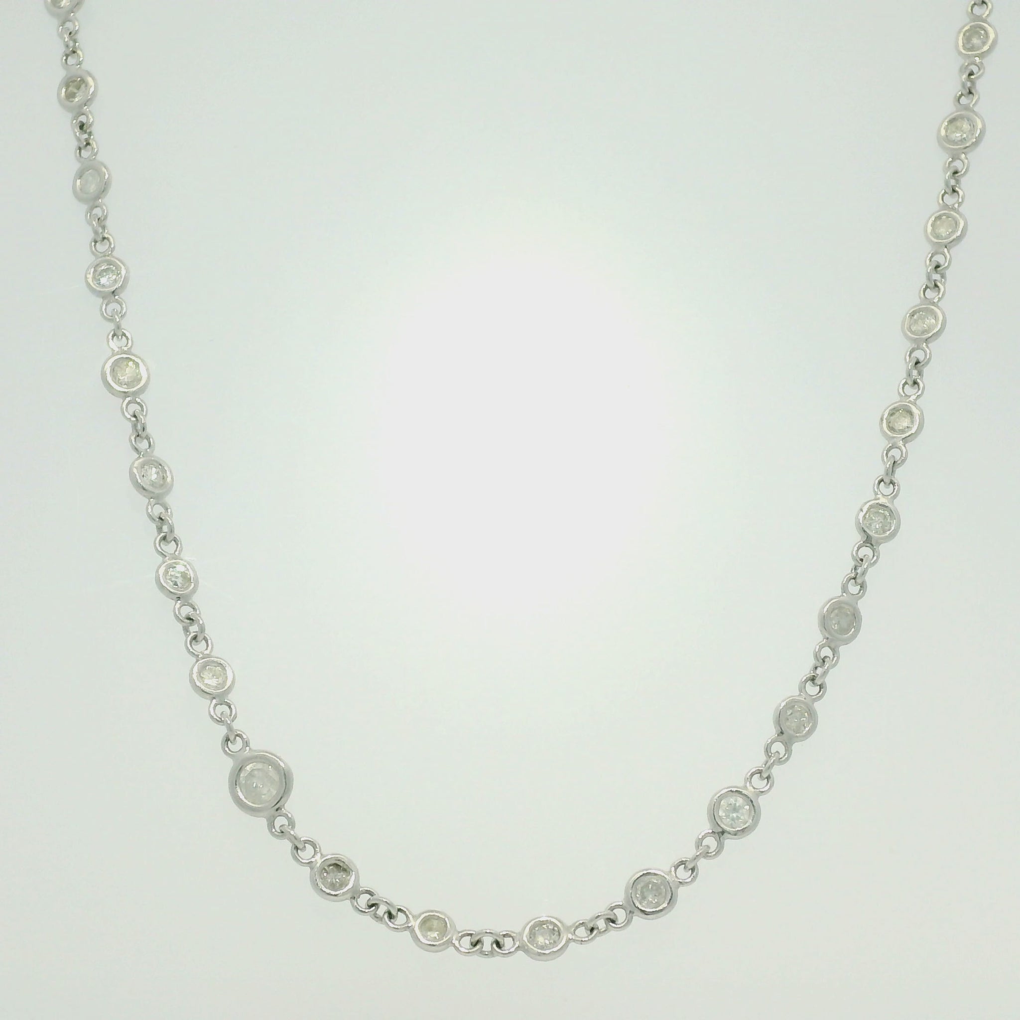 Platinum Natural Round Brilliant Cut Diamonds By The Yard Necklace