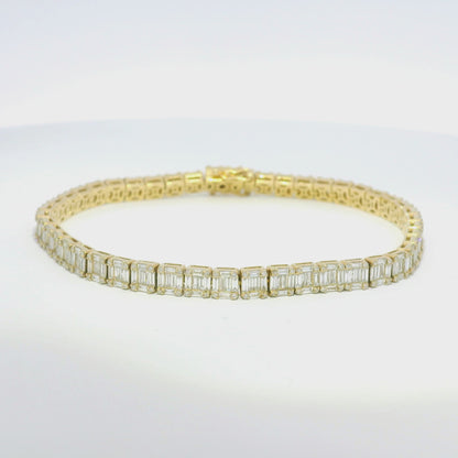 14k Yellow Gold Natural Diamond Mosaic Set Square Station Bracelet