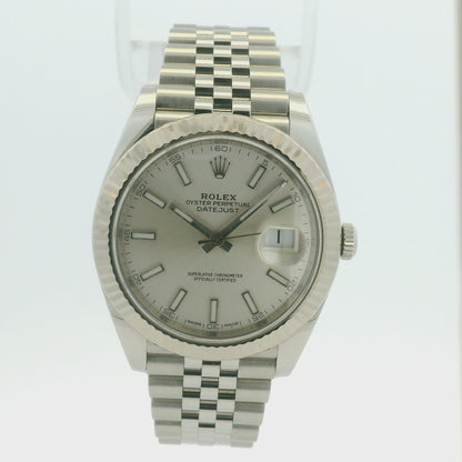 Rolex 126334 Datejust Stainless Steel Silver Stick Dial 41mm Watch
