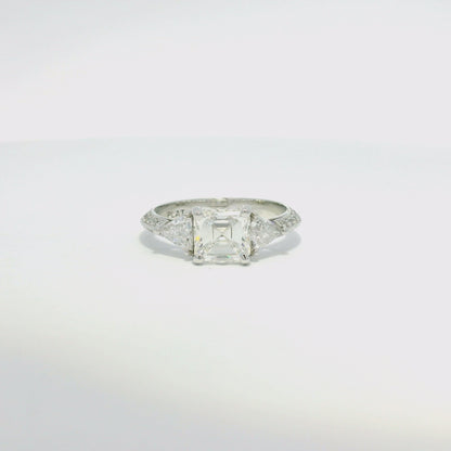 GIA Platinum Natural 1.50 Carat Emerald-Cut Diamond Engagement Ring