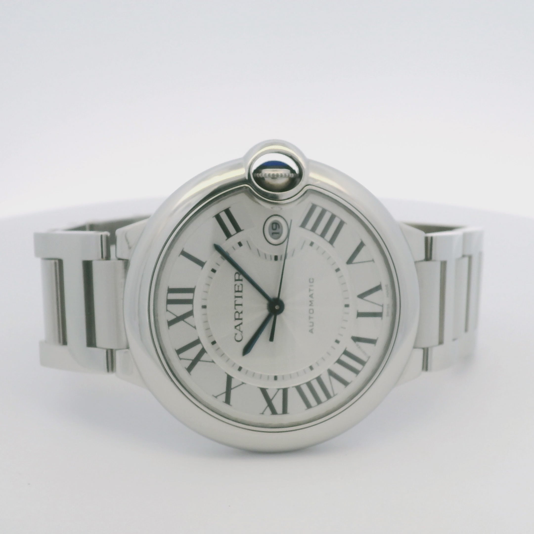 Cartier Ballon Bleu 42mm Silver Roman Dial Watch