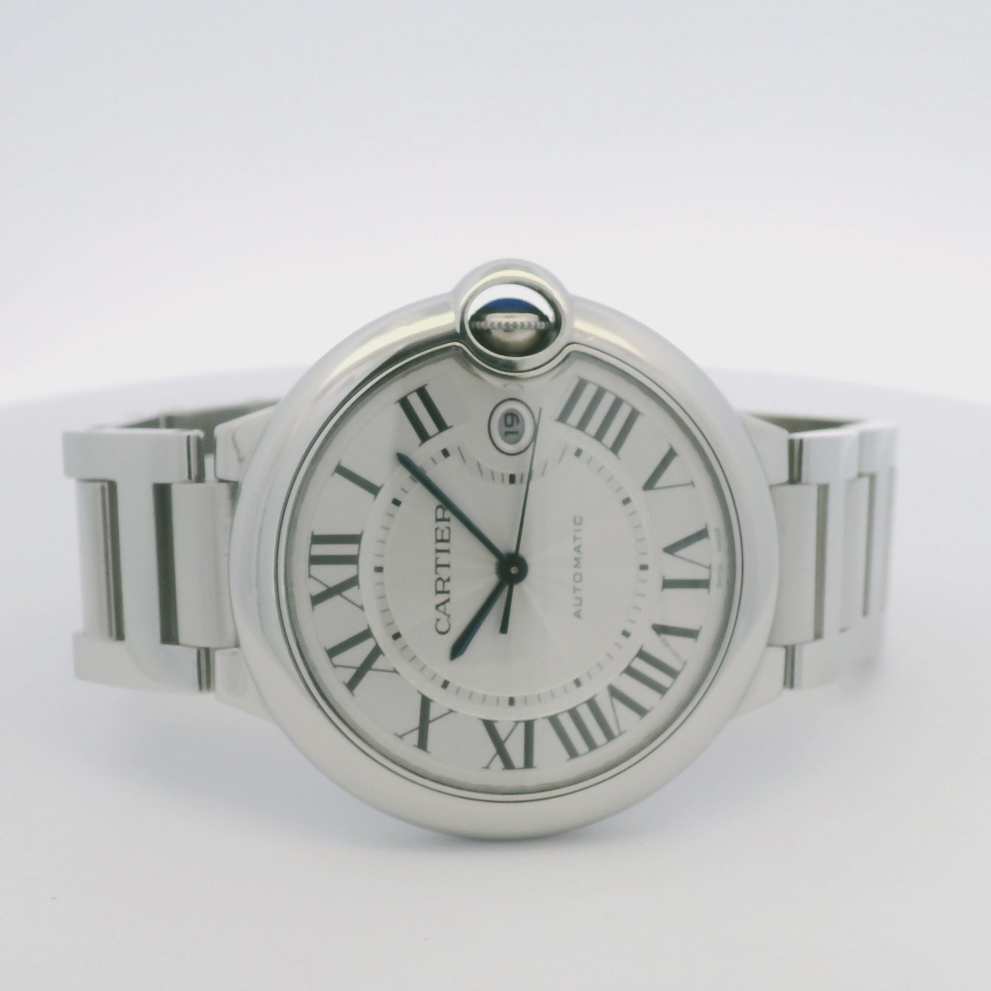 Cartier Ballon Bleu 42mm Silver Roman Dial Watch