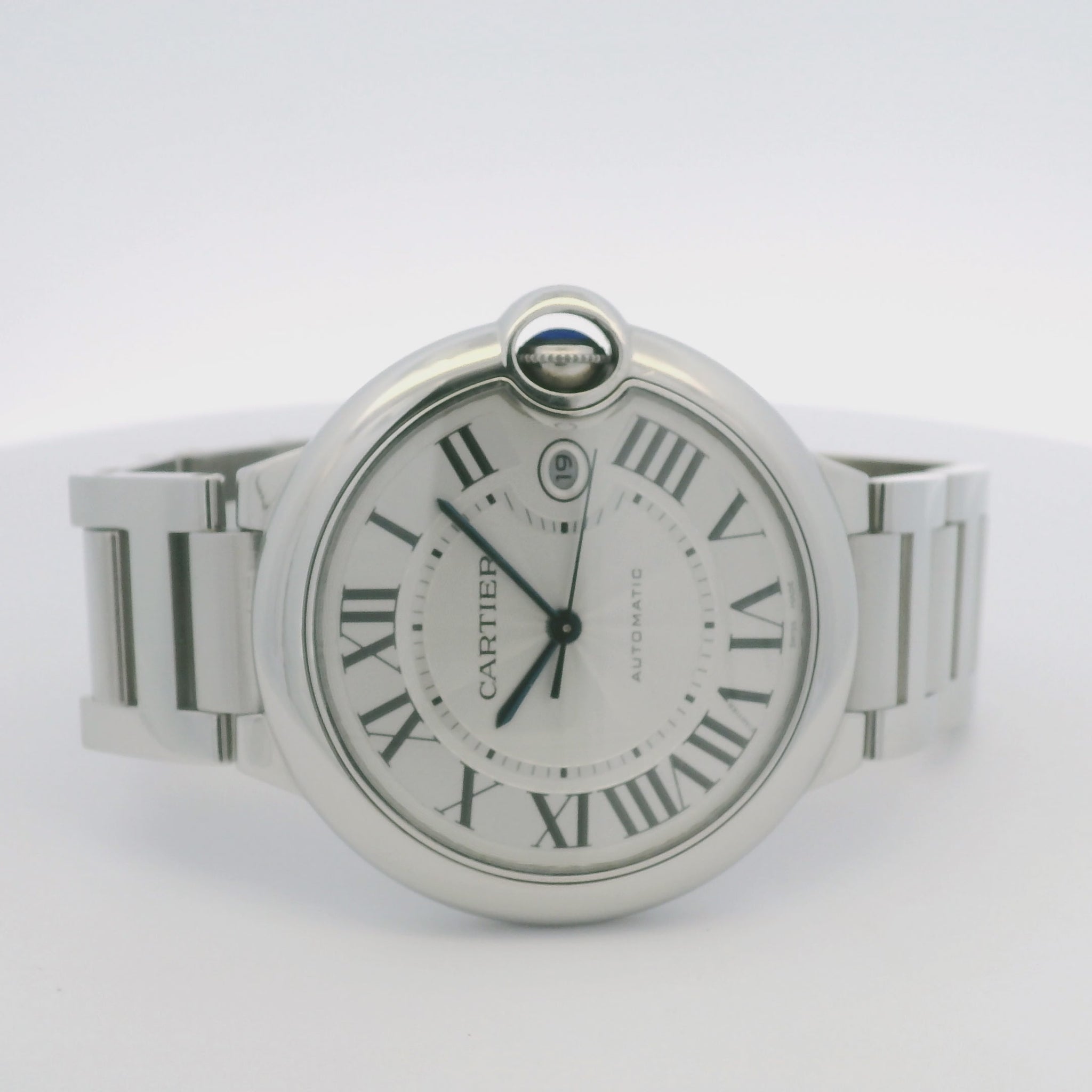 Cartier Ballon Bleu 42mm Silver Roman Dial Watch
