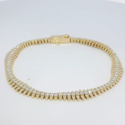 14k Yellow Gold Natural 2.12 Carat Diamond Spiked-Edge Bracelet