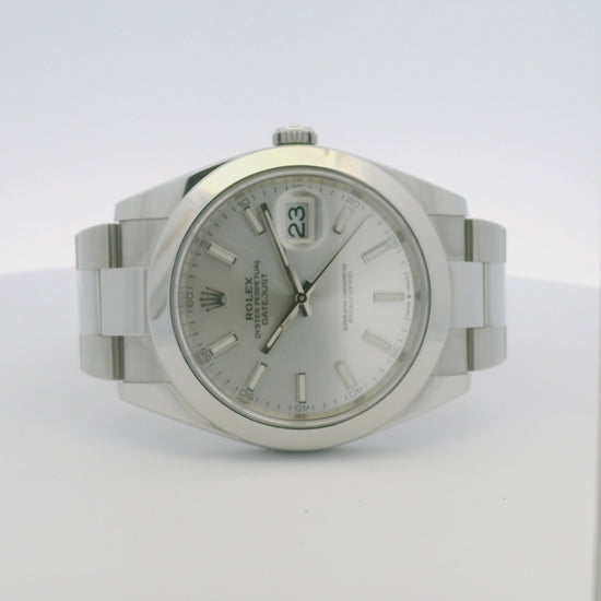 Rolex 126300 Datejust Stainless Steel Silver Stick Dial 41mm Watch