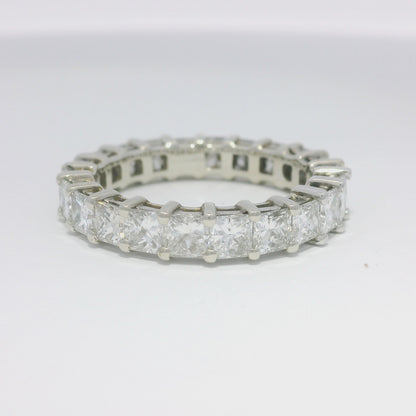 14k White Gold Natural 3.30 Carat Princess Cut Diamond Eternity Ring