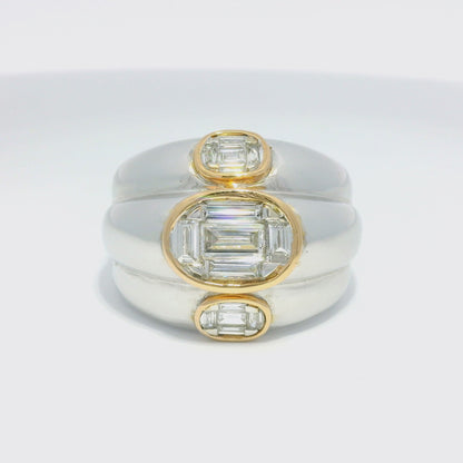 18k Two-Tone Gold Natural 1.01 Carat Diamond Mosaic Ring