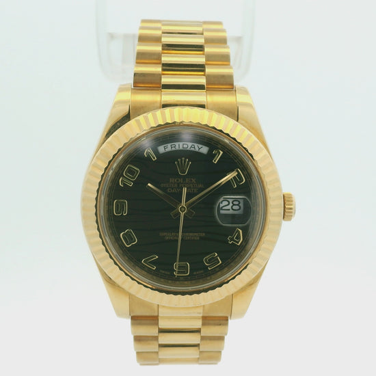 Rolex 218238 Day-Date 18k Yellow Gold Presidential Wave Dial 41mm Watch