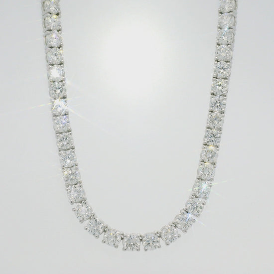 14K White Gold Natural Round Brilliant-Cut Diamond Tennis Necklace