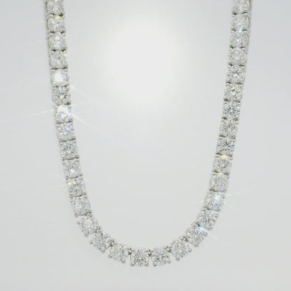 14K White Gold Natural Round Brilliant-Cut Diamond Tennis Necklace