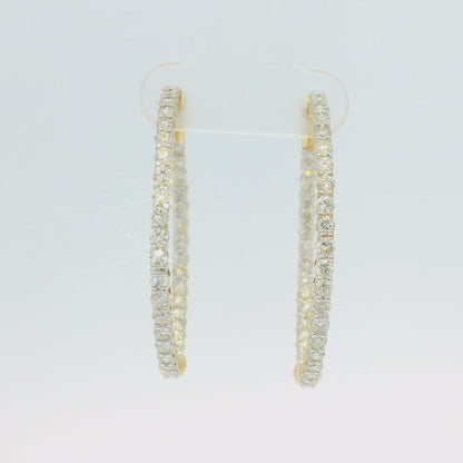 14k Yellow Gold Natural 2.35 Carat Diamond Inside-Out Hoop Earrings