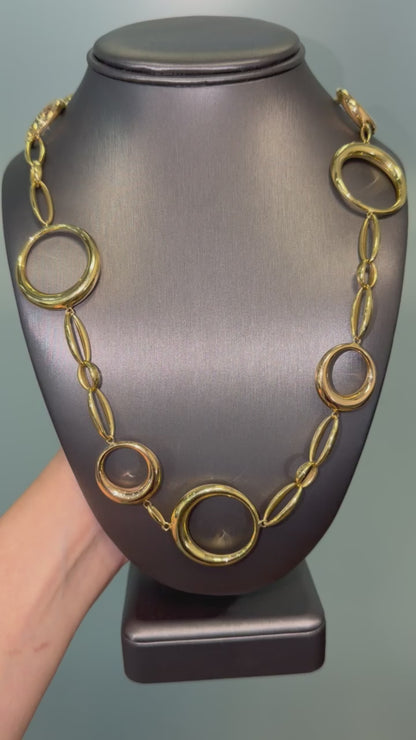 Chimento 18k Two Tone 36" Long Large Circle Link Necklace