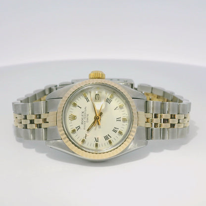 Rolex 6917 Date Two-Tone Champagne Roman Dial Fluted Bezel 26mm Watch