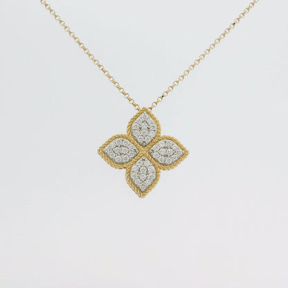 Roberto Coin 18k Yellow Gold Princess Flower Diamond Pendant Necklace