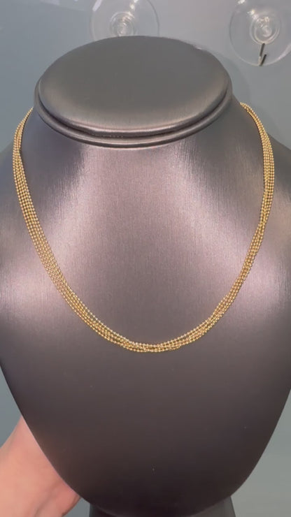 14k Yellow Gold 5-Strand Ball/Beaded Chain Necklace