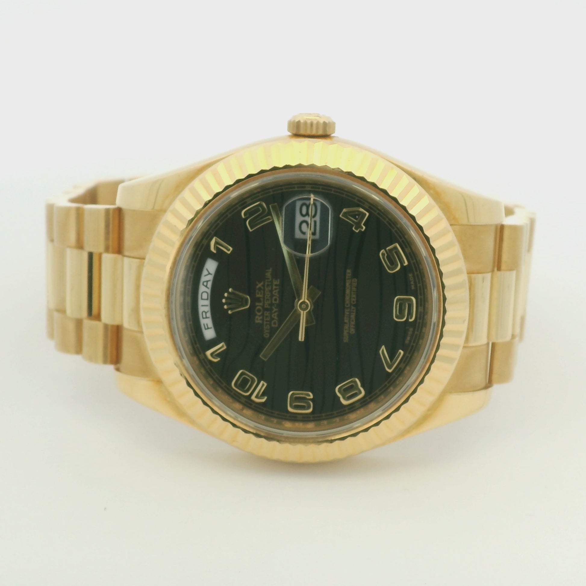 Rolex 218238 Day-Date 18k Yellow Gold Presidential Wave Dial 41mm Watch