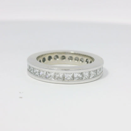 14k White Gold Natural 1.25 Carat Princess Cut Diamond Eternity Ring