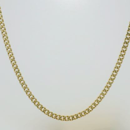 14k Yellow Gold Thin 2.2mm Cuban Link Chain Necklace