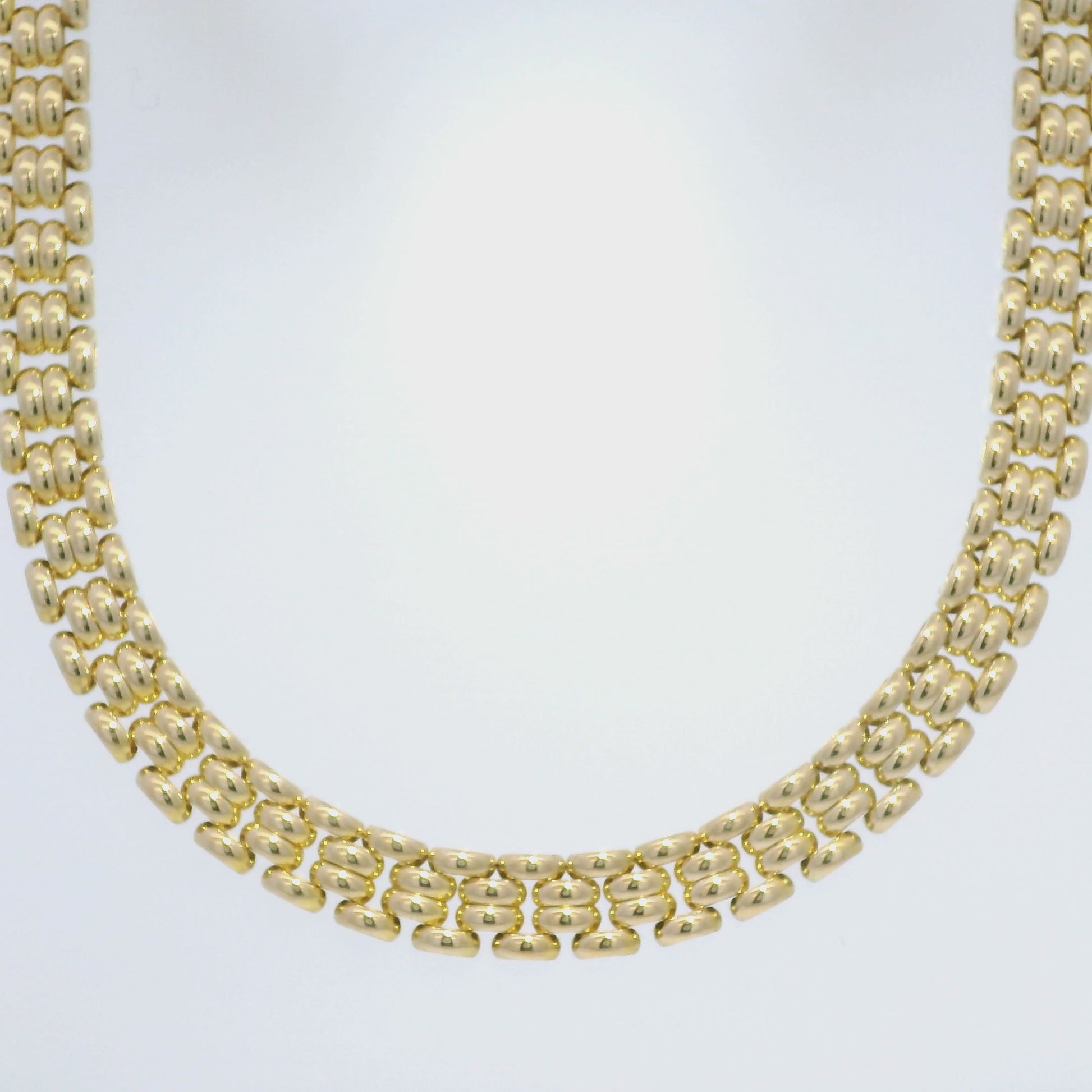 14k Yellow Gold Panther-Style Multi-Row Link Necklace