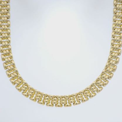 14k Yellow Gold Panther-Style Multi-Row Link Necklace