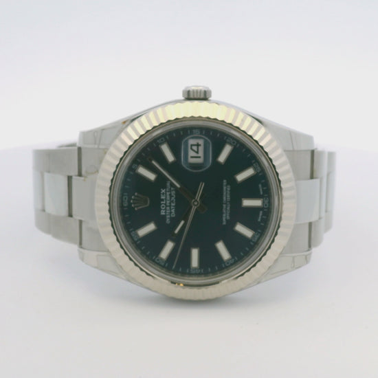 Rolex 116334 Datejust Stainless Steel Blue Stick Dial 41mm Watch