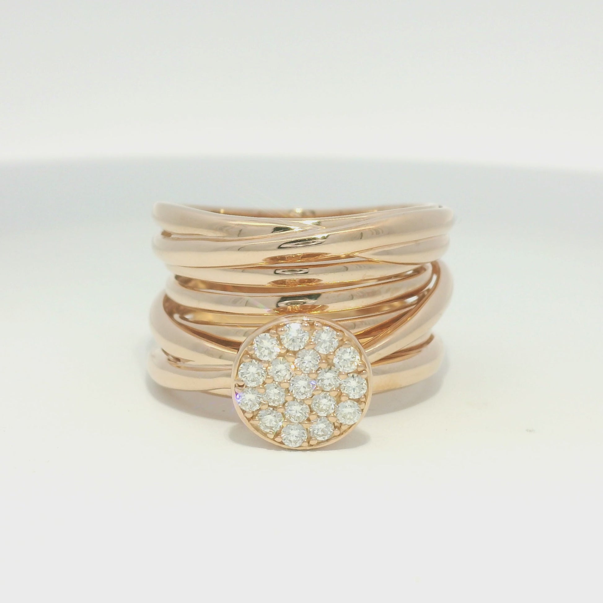 Effy 14k Rose Gold Natural Diamond Pave Multi-Band Ring