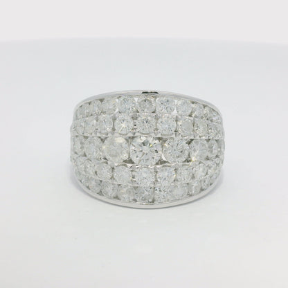 14k White Gold Natural 3.63 Carat Diamond 5-Row Wide Band