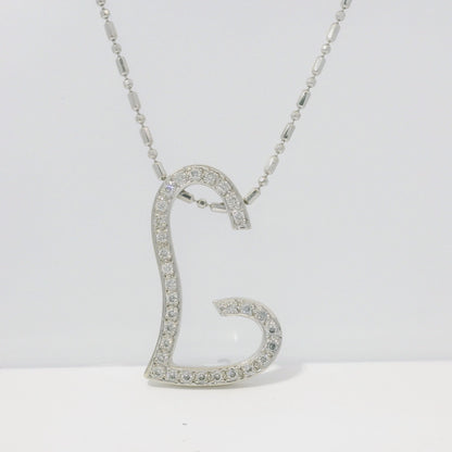 VIERI 14k White Gold Natural Diamond Open Heart Necklace