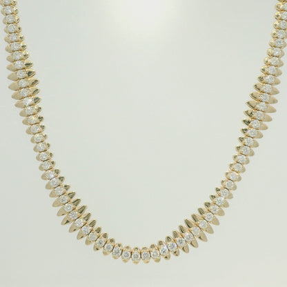 14k Yellow Gold Natural 5.04 Carat Diamond Spiked-Edge Necklace