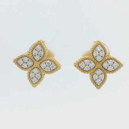 Roberto Coin 18k Two-Tone Gold Medium Princess Flower Diamond Earrings