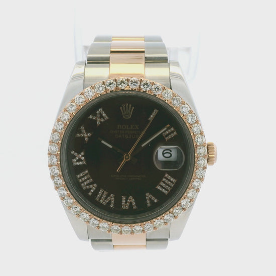 Rolex 126331 Datejust 18k Rose Gold & Stainless Steel Chocolate Diamond Bezel Watch
