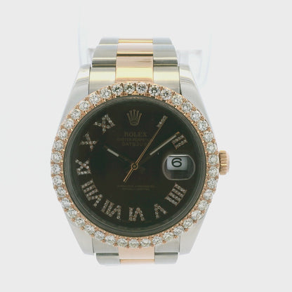 Rolex 126331 Datejust 18k Rose Gold & Stainless Steel Chocolate Diamond Bezel Watch