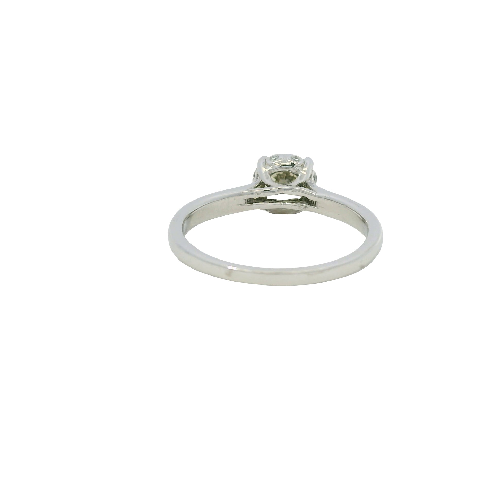 18K White Gold Natural Round Brilliant Cut Diamond Solitaire Engagement Ring