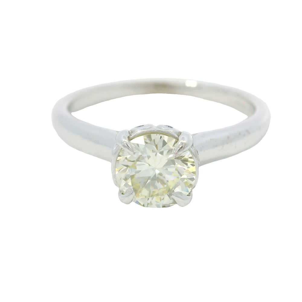 18K White Gold Natural Round Brilliant Cut Diamond Solitaire Engagement Ring