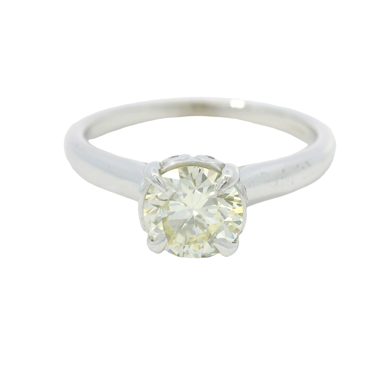 18K White Gold Natural Round Brilliant Cut Diamond Solitaire Engagement Ring