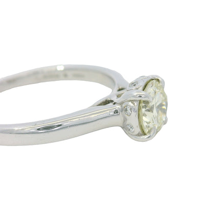 18K White Gold Natural Round Brilliant Cut Diamond Solitaire Engagement Ring