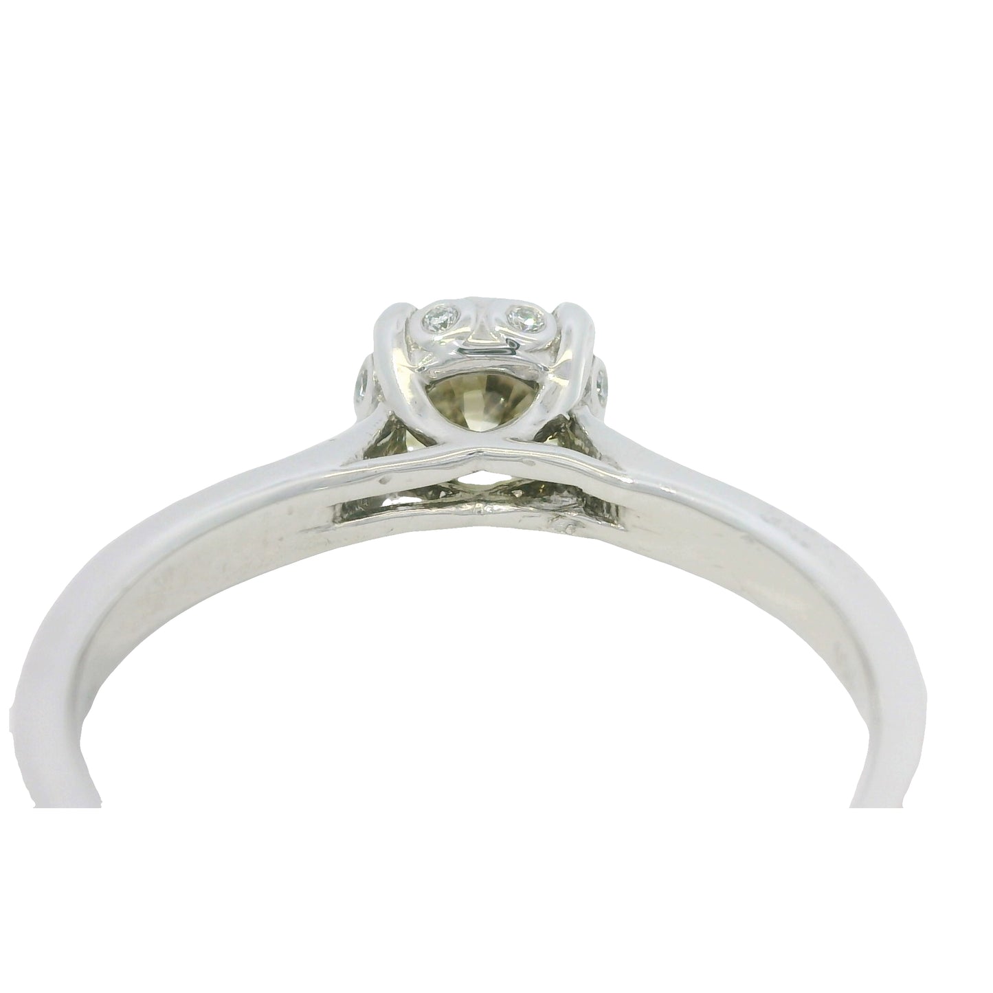 18K White Gold Natural Round Brilliant Cut Diamond Solitaire Engagement Ring