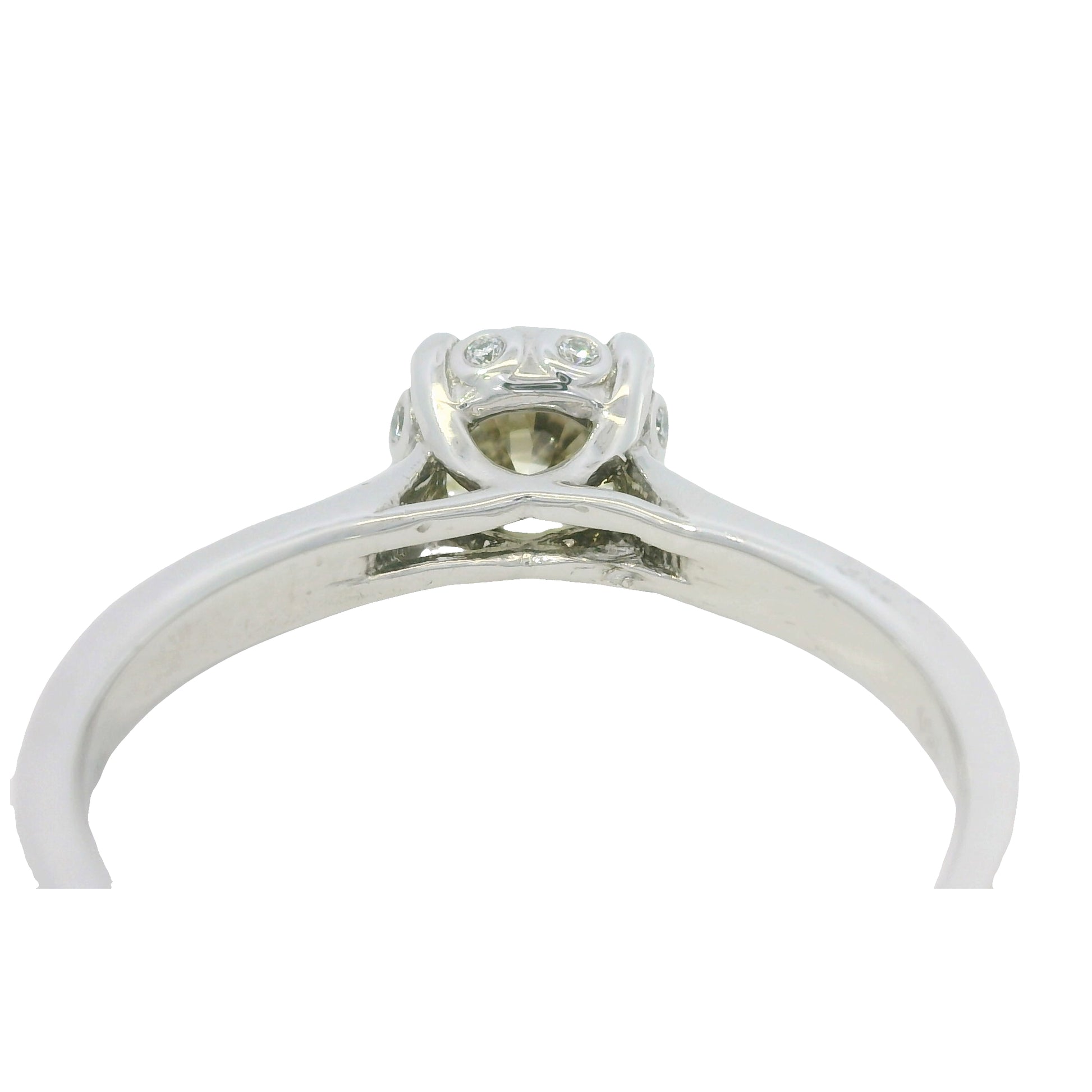 18K White Gold Natural Round Brilliant Cut Diamond Solitaire Engagement Ring