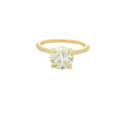GIA 14K Yellow Gold Natural Round Brilliant Diamond Engagement Ring
